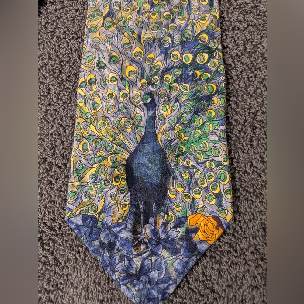 The Gallery Collection Peacock Patterned Silk Tie… - image 2